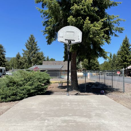 Image of playground basketball hoop at Nugget RV Park